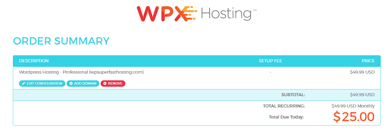 wpx hosting checkout page